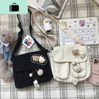 ins韩版百搭帆布斜挎包女小包包日系韩国少女可爱软妹学生单肩包NEW LAKE女斜挎包