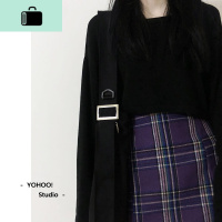 原创 ins2020新款酷帅日系粗宽肩带斜挎包帆布书包包男女NEW LAKE 黑色女斜挎包