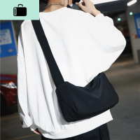 慵懒风男士单肩挎包帆布女包防水牛津布大容量简约日系斜挎包休闲NEW LAKE 黑色女斜挎包