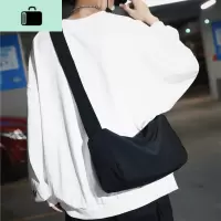 慵懒风男士单肩挎包帆布女包防水牛津布大容量简约日系斜挎包休闲NEW LAKE 黑色女斜挎包