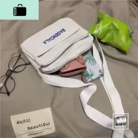 茶话会韩国ulzzang斜挎包单肩学生百搭刺绣字母ins软妹帆布包包女NEW LAKE女斜挎包