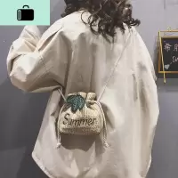 编水桶小包包女包2020新款流行夏季小清新编织单肩包夏天斜挎包NEW LAKE女斜挎包