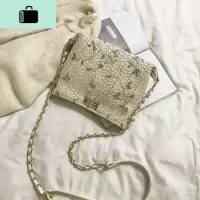 编小包包女2019新款洋气少女蕾丝链条斜挎包仙女百搭编织水桶包NEW LAKE女斜挎包