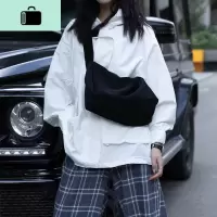 工装包2020新款牛津布斜挎包女百搭ins运动大容量单肩包网红布包NEW LAKE 黑色女斜挎包