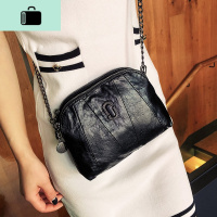 女包包斜挎包2020韩版新款斜跨小包百搭软皮拼接链条包时尚单肩包NEW LAKE 黑色女斜挎包