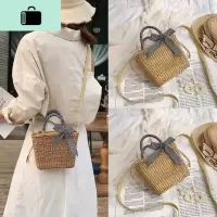 ins沙滩包编织包网红斜挎小包包女2019新款大容量单肩手提编包NEW LAKE女斜挎包