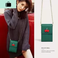 HK女包包迷你小挎包时尚皮单肩斜挎竖款小包樱桃手机包链条背包NEW LAKE女斜挎包
