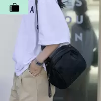防水尼龙布宝妈包2020新款男女百搭复古单肩斜挎包带娃包贝壳包潮NEW LAKE 黑色女斜挎包