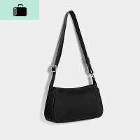 包包女2020新款休闲百搭牛津布单肩斜挎暗黑色复古网红法棍腋下包NEW LAKE 黑色女斜挎包