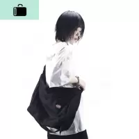 NEXTDAWN复古运动日系街头挎包男女潮牌机能百搭斜跨多功能背包NEW LAKE 黑色可放手提电脑女斜挎包