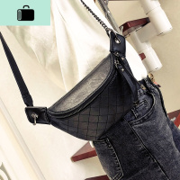 腰包女2020韩版新款小包包软皮格子包百搭斜挎包时尚胸包女潮女包NEW LAKE 黑色99-1女斜挎包