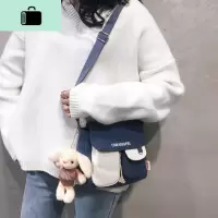 帆布斜挎包女ins日系工装包韩版百搭学生单肩包可爱可爱少女小包NEW LAKE女斜挎包