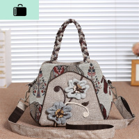 新款民族风中国风帆布手提斜跨包女布艺百搭两用女包单肩休闲女包NEW LAKE女斜挎包