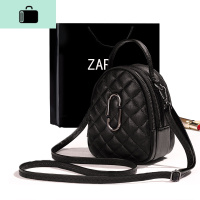 网红小黑包包女2020新款百搭菱格小圆包时尚斜挎包三层拉链手机包NEW LAKE女斜挎包