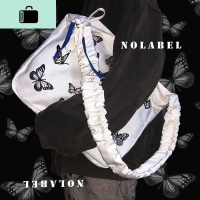 设计感蝴蝶包 小众原创设计抽绳包褶皱斜挎包包男女帆布包NEW LAKE女斜挎包