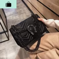 韩版包包女2020新款纯色百搭小方包链条休闲简约单肩时尚斜挎包潮NEW LAKE女斜挎包