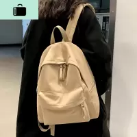 简约纯色皮带装饰双肩包女高中生书包大容量休闲百搭2020新款背包NEW LAKE