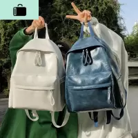 pu软皮bf风书包女古着感森系大学生双肩包韩版简约复古高中生背包NEW LAKE