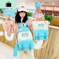 ins风校园书包女韩版原宿ulzzang初中双肩包潮牌高中学生百搭背包NEW LAKE