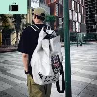 潮牌原创背包男双肩包女高中学生书包高街风篮球包健身包潮大容量NEW LAKE
