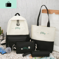 韩版原宿ins风校园初中高中学生书包双肩包女帆布四件套旅行背包NEW LAKE