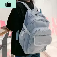初中生书包女韩版高中学生多层大容量原宿ulzzang背包男双肩包男NEW LAKE 蓝色