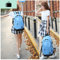 男士多功能双肩包大容量旅行包男女初中高中学生书包潮流时尚背包NEW LAKE 天蓝色高48*宽33*厚15cm