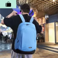 男士多功能双肩包大容量旅行包男女初中高中学生书包潮流时尚背包NEW LAKE 水清蓝颜色46.31.17CM