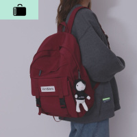 书包女大学生双肩包韩版帆布高中学生潮牌ins简约森系校园背包女NEW LAKE