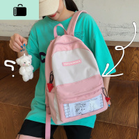 ins风初中书包女韩版高中大容量森系背包日系百搭撞色学生双肩包NEW LAKE