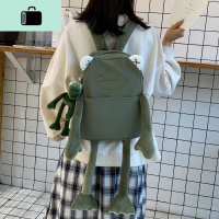 原创ins书包女韩版高中学生背包校园少女卡通呆萌可爱青蛙双肩包NEW LAKE 绿色