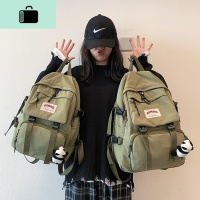 ins日系原宿大容量工装风书包女韩版高中学生背包百搭简约双肩包NEW LAKE