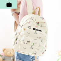 帆布书包女初中生高中韩版原宿ulzzang背包校园小清新简约双肩包NEW LAKE