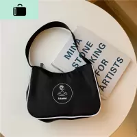 包包女2020新款腋下手提包ins同款中古帆布手拎包挎包小众单肩包NEW LAKE 黑色女士单肩包