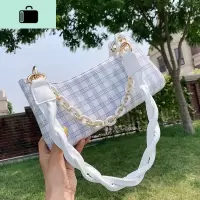 小包包女包2020夏新款流行网红包包ins百搭格子腋下包潮单肩包女NEW LAKE女士单肩包