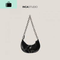 腋下包女法棍包粗链条黑色新月包褶皱ins韩版2020流行新款潮NEW LAKE女士单肩包