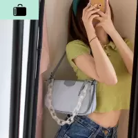 夏季小包包女2020新款潮流行网红奶茶白色尼龙腋下包亚克力链条包NEW LAKE女士单肩包