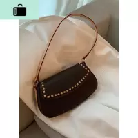 中古马鞍包女2020新款法式复古单肩腋下包斜挎手提包包NEW LAKE 棕色(预售)先拍先发女士单肩包