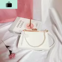 珍珠夹子小方包复古温柔包包女单肩斜挎法式手提包链条腋下小包潮NEW LAKE女士单肩包