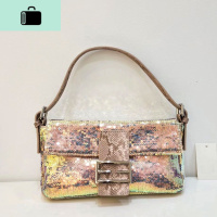 2020新款vintage亮片中古手提包包女金色斜挎单肩腋下法棍包ins潮NEW LAKE女士单肩包
