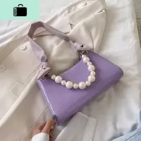 腋下包小众珍珠女包2020新款潮春夏法棍紫色高级感洋气时尚单肩包NEW LAKE女士单肩包