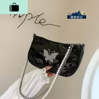 腋下包包女包2020新款亮面时尚高级感洋气饺包珍珠手提单肩斜挎包NEW LAKE 黑色收藏关注女士单肩包