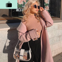 2020夏新款法棍包透明PVC单肩包INS超火欧美潮流腋下包手提小包包NEW LAKE 白色女士单肩包