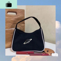 采晨自制星球刺绣撞色尼龙布hobo中古腋下包手提单肩小众复古法棍NEW LAKE 黑色[小雏菊款]女士单肩包