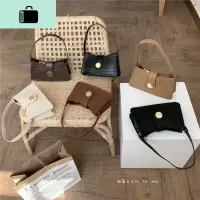 极简主义复古金属圆扣腋肩包包女2020新款简约百搭斜跨中古包NEW LAKE女士单肩包