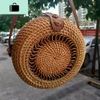 新款热卖巴厘岛藤编包 斜跨迷你包 蝴蝶圆形复古文艺手工编织NEW LAKE女士单肩包