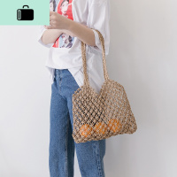 chic风镂空网兜单肩手提编包沙滩包度假编织女包简约百搭NEW LAKE女士单肩包