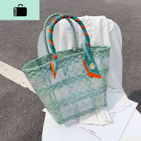 包包2020新款透明果冻包藤编包网红手提编织菜篮子包网红托特大包NEW LAKE女士单肩包