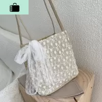 女包2020夏季新款韩版蕾丝编包洋气百搭大容量编织水桶包单肩包NEW LAKE女士单肩包