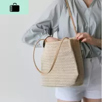 2020新款夏季小包包编织女包单肩包大容量斜挎包编ins文艺复古NEW LAKE 米白色女士单肩包
